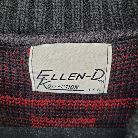 Ellen d kollection womens large red black fair isle sweater acrylic pullover - Picture 5 of 8